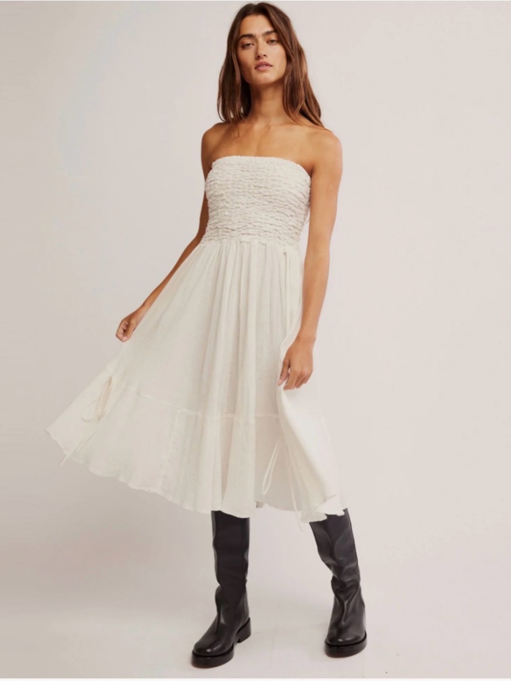 NWT Free People Prairie Convertible Skirt Dress Whisper White Size M
